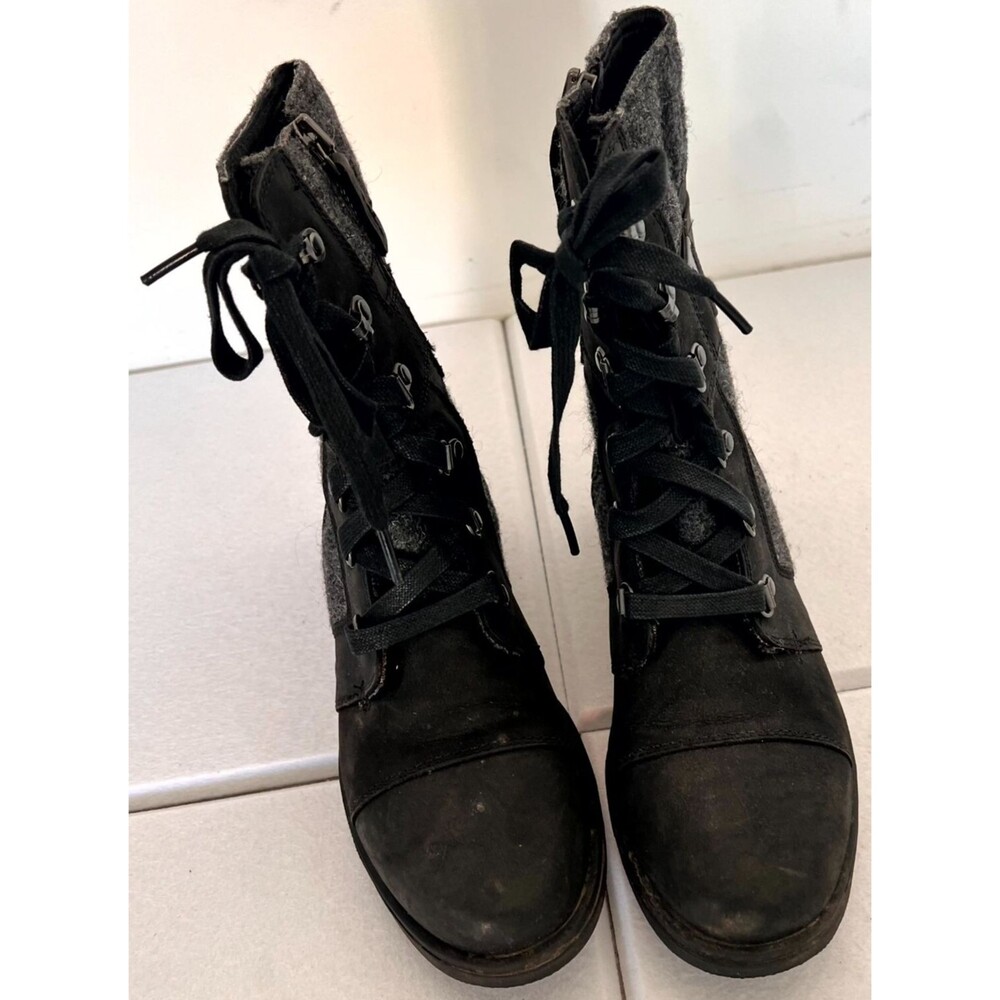 Sorel Major Carly Womens Boot 7 Black Gray Leather Wool Lace Up Boots NL2324-010 - Picture 5 of 13